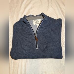 Jos.‎ A. Bank 1905 1/4 Zip Blue Textured Sweater Size XL Wool & Cotton